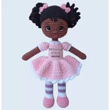 Boneca Croche Amigurumi Negra Linha Algodão (pronta Entrega)