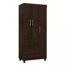 Guarda-roupa Demóbile 3p Wind Cor Ébano Touch De Mdp Com 3 Portas De Dobradiças