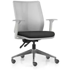 Cadeira Addit Frisokar Tela Cinza Base Aluminio Preta E01