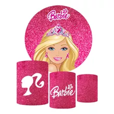 Trio Capas Cilindro + Painel Redondo Barbie 1,50 Tecido