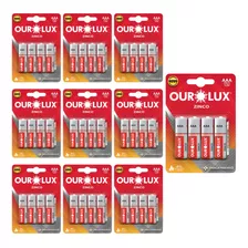 200 Pilhas Baterias Aaa Ourolux Zinco 3a - 50 Blister C/4