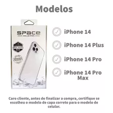  Capinha Space Clear P/ iPhone 14 14 Plus 14 Pro 14 Pro Max Cor Transparente iPhone 14 Plus