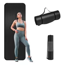 Tapete Yoga Pilates Fitness Gym Ejercicio Portátil Confort Color Negro