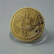 Moeda Bitcoin Física Edição Comemorativa- Banhada A Ouro