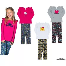 Combo 3 Conjuntos Infantil Feminino Roupa Frio Moda Inverno