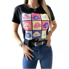 Remera Manga Corta Mujer Muchos Besos