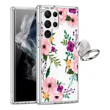 Funda Para Samsung Galaxy S22 Ultra/transparente/flores R...