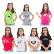 Kit Fashion Feminino: 7 Camisetas Infantis/juvenis Meninas