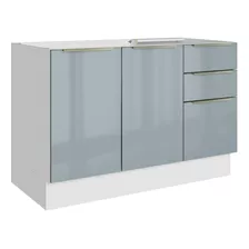 Balcão Gabinete Pia Madesa Lux 120 Cm 2 Portas 3 Gavetas Bc Cor Branco/cinza