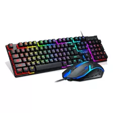 Teclado Gamer Español T-wolf Tf-200 Qwerty Luz Rgb Con Mouse