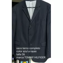 Terno Saco Pantalón / Tommy Hilfiger Talla 36 A Rallas Negro