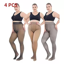 4pcs Medias Mujer Tallas Grandes Invierno Forrado Vellón 220