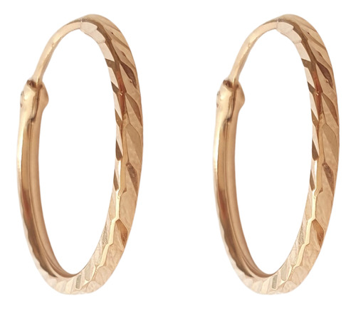 Brinco Argola Ouro Rosé 18k 750 Diamantada 18mm Rosa