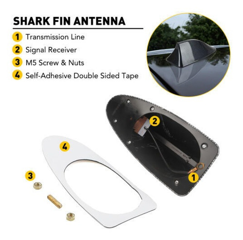 1x Carbon Fiber Shark Fin Car Roof Antenna Radio Fm/am Si Mb Foto 6