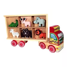 Caminhão Zootrans De Madeira - Brinquedo Educativo Carimbras