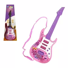 Guitarra Musical Star Com Luz Show Music Art Brink Rosa