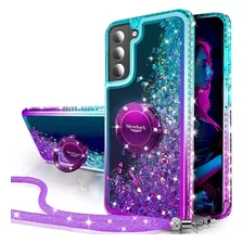 Funda Para Samsung Galaxy S22 - Verde/violeta Con Brillos