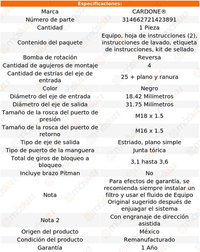 (1) Caja Direccin Hidrulica Chevrolet G20 83/91 Reman Foto 4