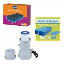 Kit Filtro 3600 L/h Capa Forro P/ Piscina 7600 L Mor