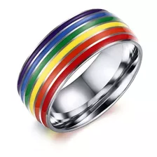 Anillo Titanio 8mm Lgbt Orgullo Gay Plateado