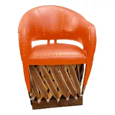 Mueble Silla Equipal Modelo Charro Con Cruces Color Naranja