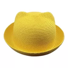 Sombrero De Paja Con Orejas De Gato Sombrero De Playa-52cm