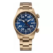 Reloj Glycine Gl0350 Quartz Hombre Color De La Correa Oro Color Del Bisel Azul Color Del Fondo Azul