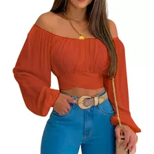 Blusa Crop Top Campesina Para Dama