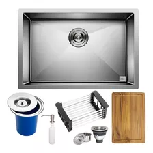 Cuba Quadrada Inox Cozinha Gourmet 60x40 Lixeira Tábua Acess