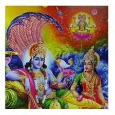 Pôster Gravura Papel Divindade Hindu Vishnu Lakshmi Gg1
