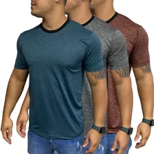 Kit 3 Blusa Academia Masculina Lisa Básica Camisa Fitness