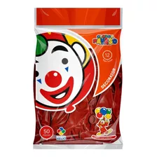 Globos Payaso 50 Piezas #12 Elige Color Para Fiesta Color Rojo Cereza