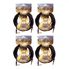 4 Cables Guitarra Bajo Plugs Chapado Oro Marca Leem 6 Metros