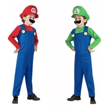 Fantasia Super Mario Bros Luigi Completa Quepe Bigode Luvas