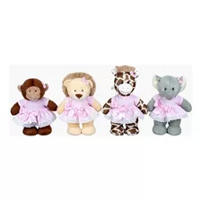 Safari Quarteto Menina Ideal P/nichos E Decoracao Kit 4 Pcs 