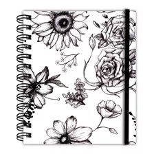 Caderno Pequeno Flores Elástico Capa Dura 96 Folhas - Cami