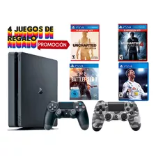 Ps4 Consola Play Station 4 - Slim - Negro (4 Juegos Gratis)