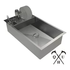 Pia De Aço Inox C/ Valvula E Escorredor Umido 80x40