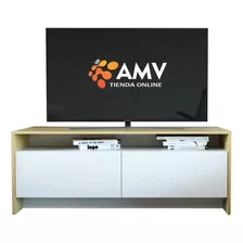 Rack Mesa De Tv Led 50 Apoyo Bahiut Moderno Melamina 2 Ptas Color Combinado Roble Con Everest