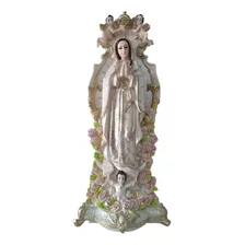 Virgen Guadalupe Ojos Cristal Corona Figura Resina 58cm Color Natural