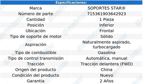 Soporte Motor Frontal Inferior Hikari L4 1.6l Aut, Std 88-92 Foto 2