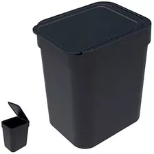 Papelera De Plástico Para Basura De 2,5 Litros Para Cocina, Fregadero De Oficina, Color Negro