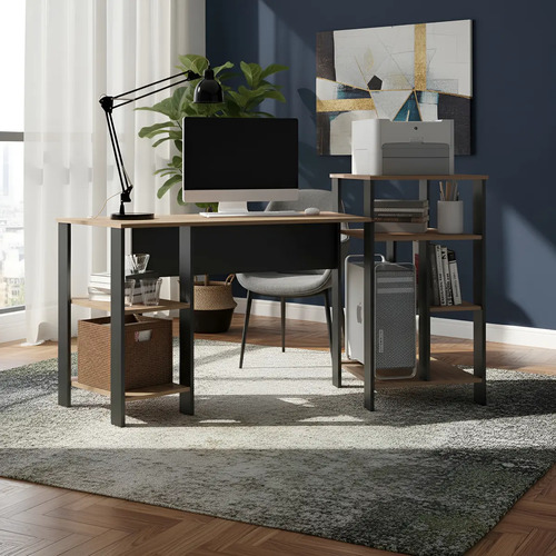 Mesa Escrivaninha Para Estudar Trabalhar E Jogar Home Dacar Cor Montana/preto