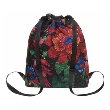 Bolsa Farm Ginga Estampada Florecer Black Cor Preto Desenho Do Tecido Florido