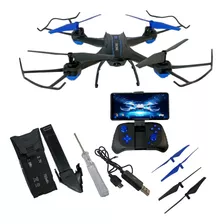 Dron Cámara Hd Wifi Profesional Control Remoto Negro Y Azul