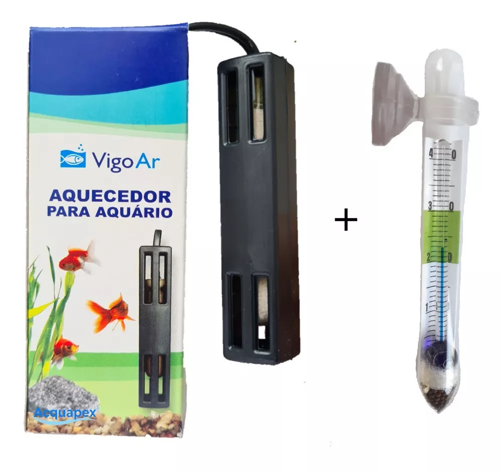 Aquecedor P/ Aquario Betta 2,5w Vigoar + Termometro De Vidro