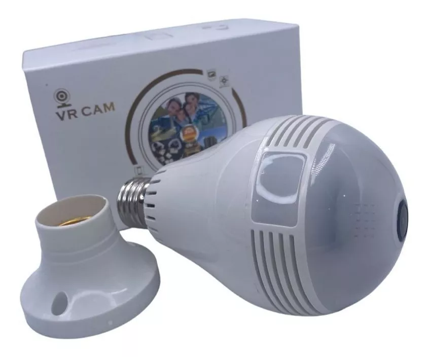Camera Ip Seguraca Lampada Vr 360 Panoramica C/visão Noturna