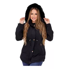 Parka Casaco Sobretudo De Sarja Feminino Forrada