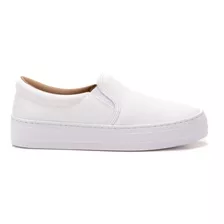 Sapatenis Feminino Slip On Iate Branco Elástico Confortável