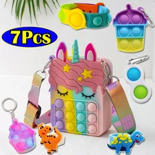 7 Kit De Bolsa De Moedas Pop It Fid Toy Para Criança